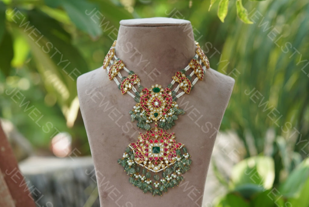Kundan pendant Necklace (4-4047)(R)( PREORDER)