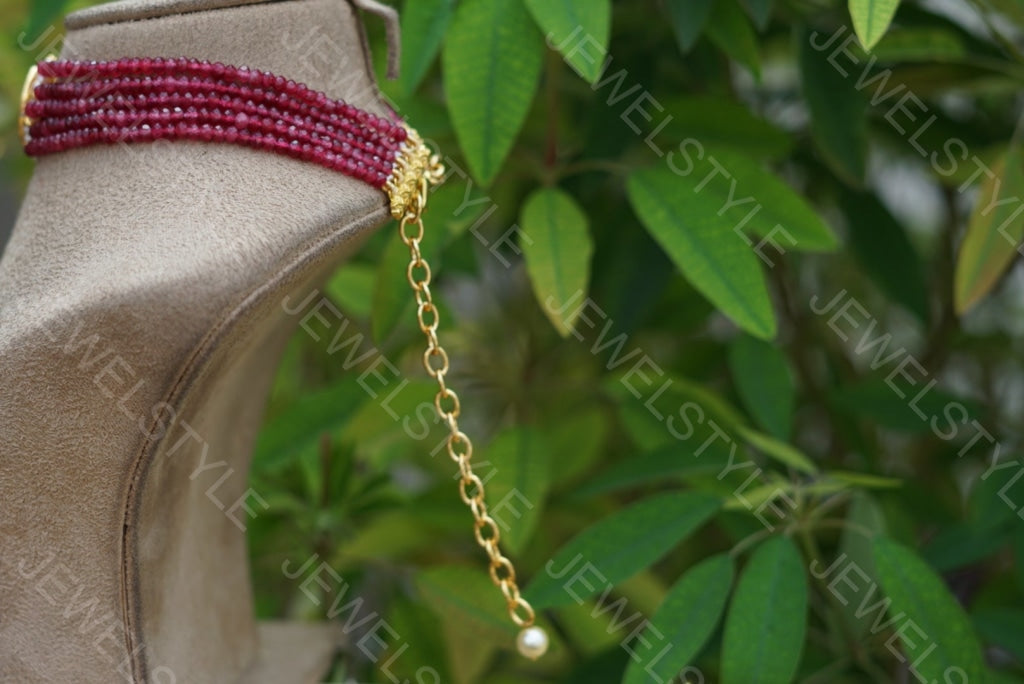 Ruby beads Kundan Choker (4-2280)(N) - JEWELSTYLE
