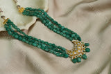 Green beads Kundan necklace(4-3732)(PREORDER)