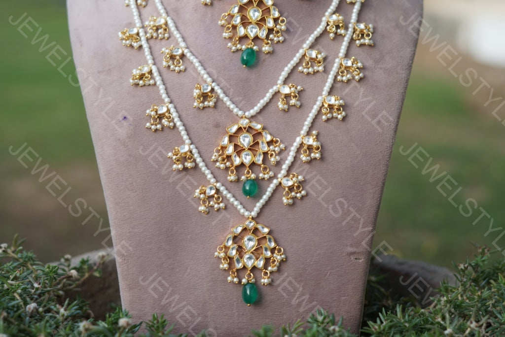 3 line Kundan Ranihaar Necklace(4-2756)(PREORDER) - JEWELSTYLE