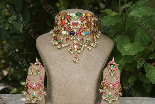 Multicolour Choker set (Preorder)( 4-135) - JEWELSTYLE