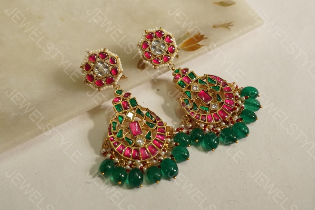 Kundan earrings(Preorder) 1-1089-k - JEWELSTYLE
