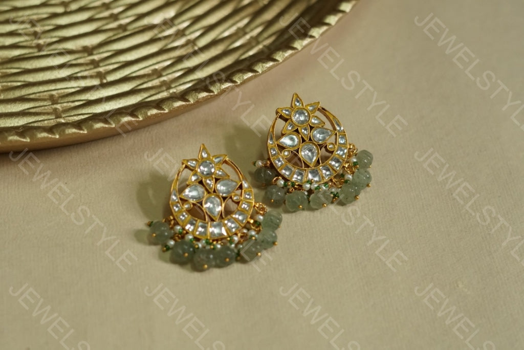 Kundan earrings (1-1228)(PREORDER) - JEWELSTYLE