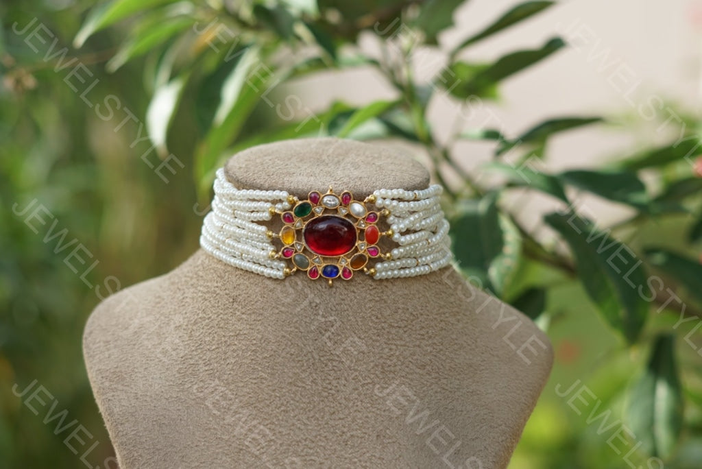 Navratan Kundan Choker (4-1578)(PREORDER) - JEWELSTYLE