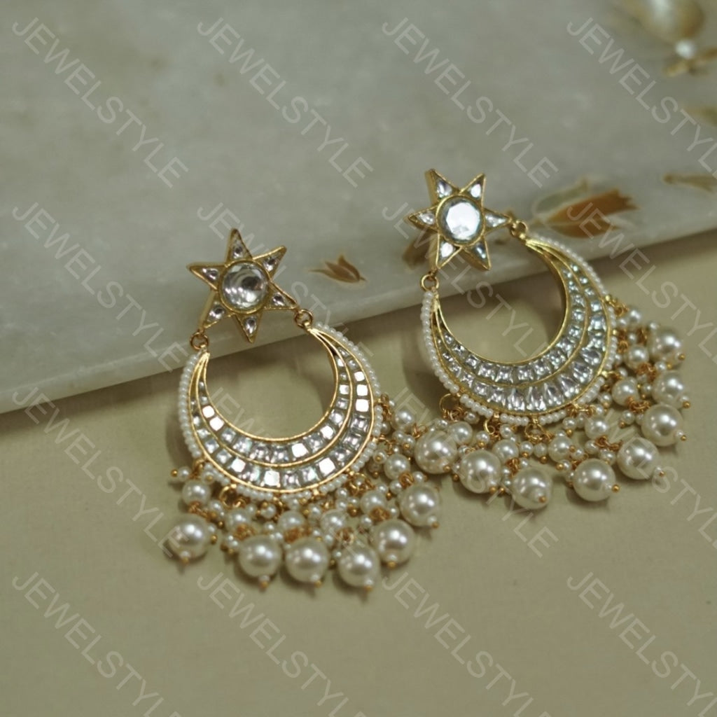 Kundan Polki chandbali (1-1154)(PREORDER) - JEWELSTYLE