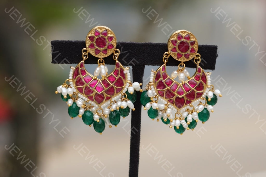 Kundan chandbali(1-731-c)(R) - JEWELSTYLE