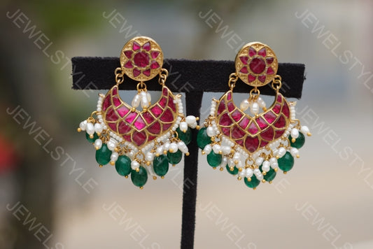 Kundan chandbali(1-731-c)(R) - JEWELSTYLE
