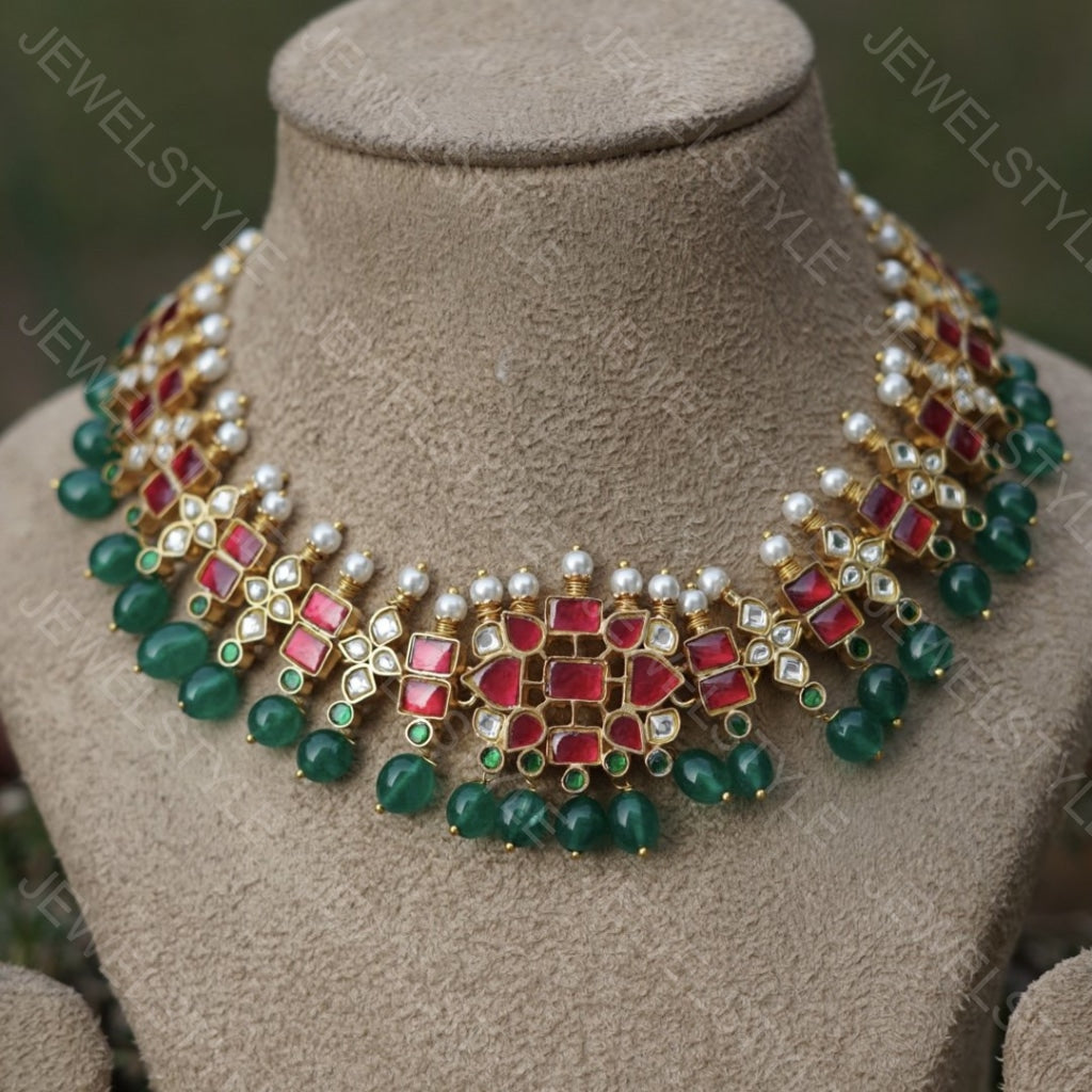Pink Kundan Choker (Preorder) 4-907 - JEWELSTYLE