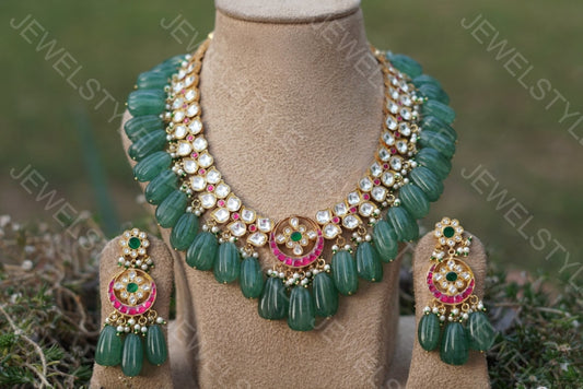 Kundan necklace set (Preorder) 4-919(R) - JEWELSTYLE