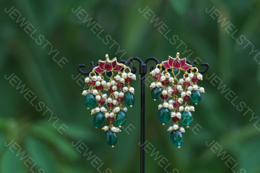 Kundan Earrings  (1-1389-C)(N) - JEWELSTYLE