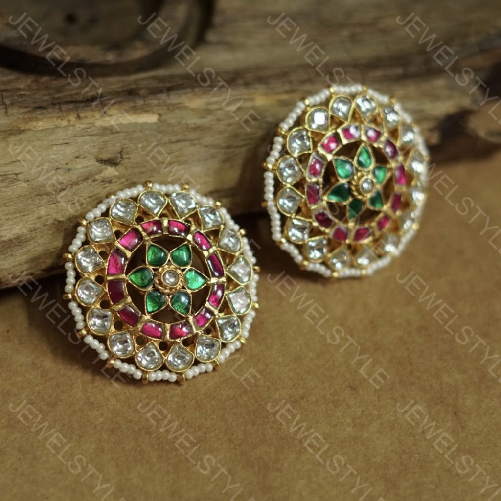 ROUND Kundan studs(1-901)(R)(PREORDER) - JEWELSTYLE