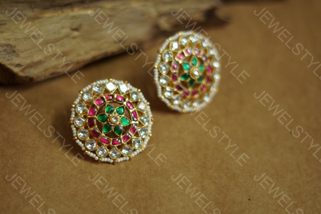 ROUND Kundan studs(1-901)(R)(PREORDER) - JEWELSTYLE