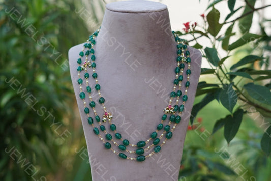 Dark Green Beads Necklace(4-1446)(N) - JEWELSTYLE