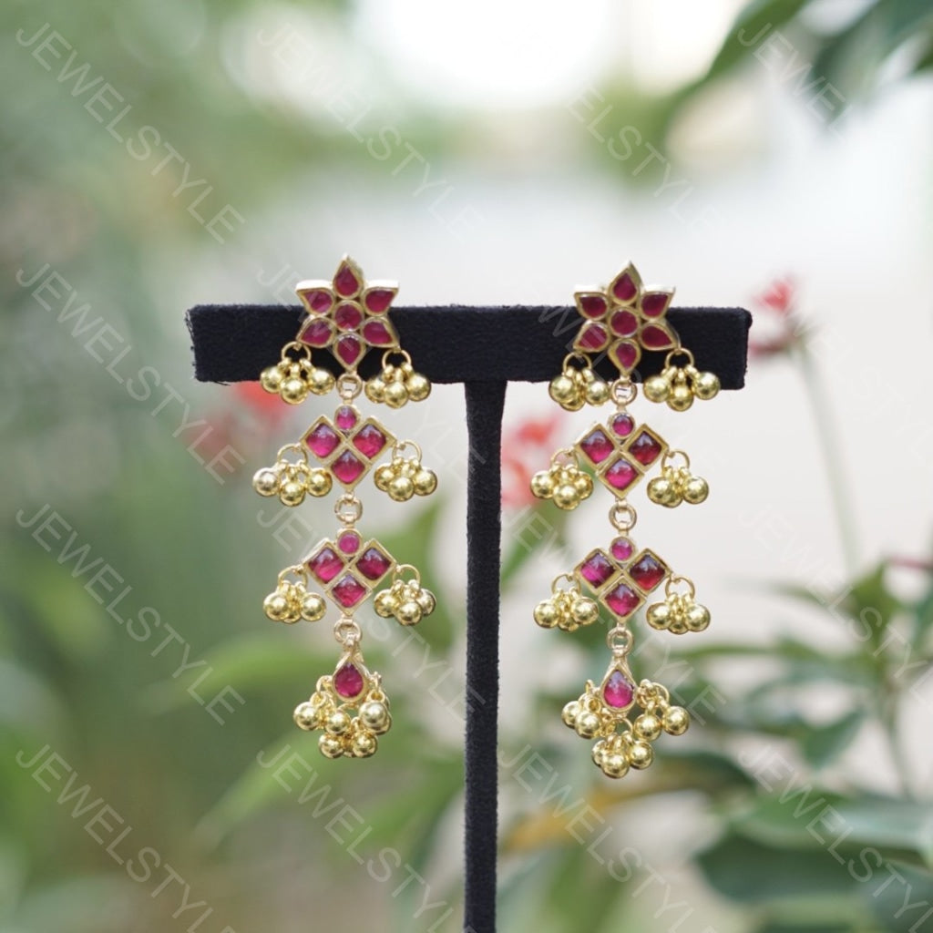 Pink Kundan Earrings (1-1164)(PREORDER) - JEWELSTYLE