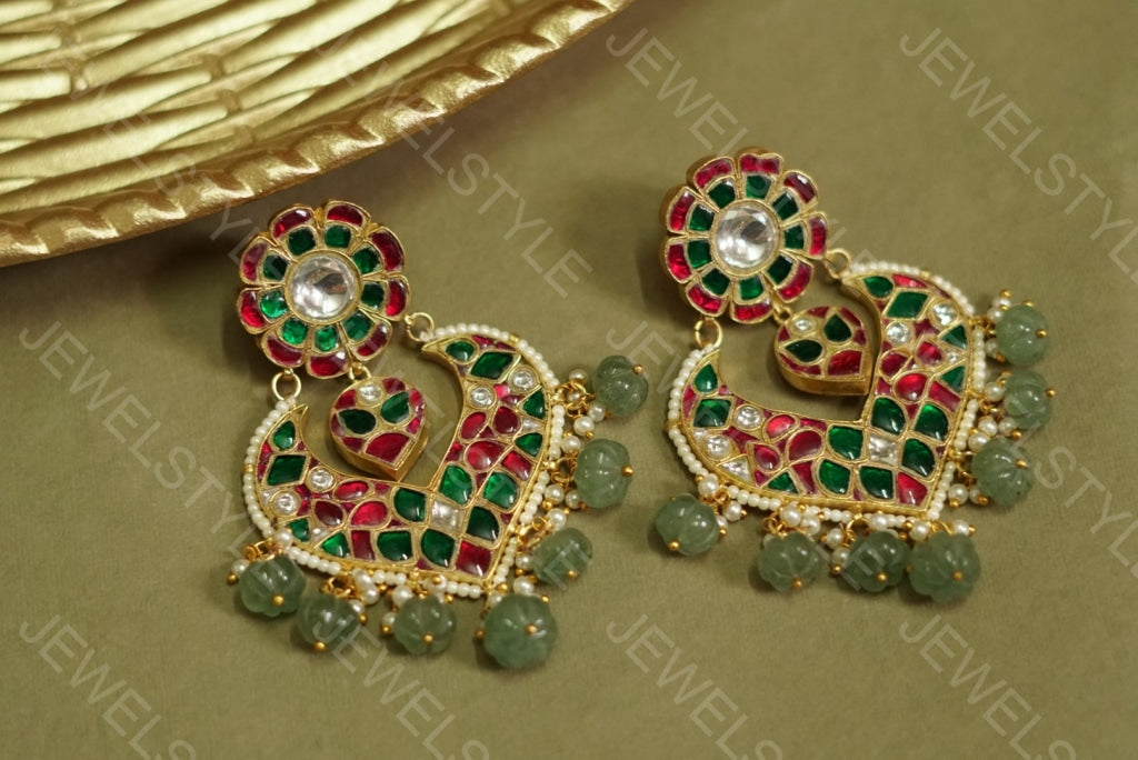 Kundan earrings(Preorder) (1-1048-c) - JEWELSTYLE