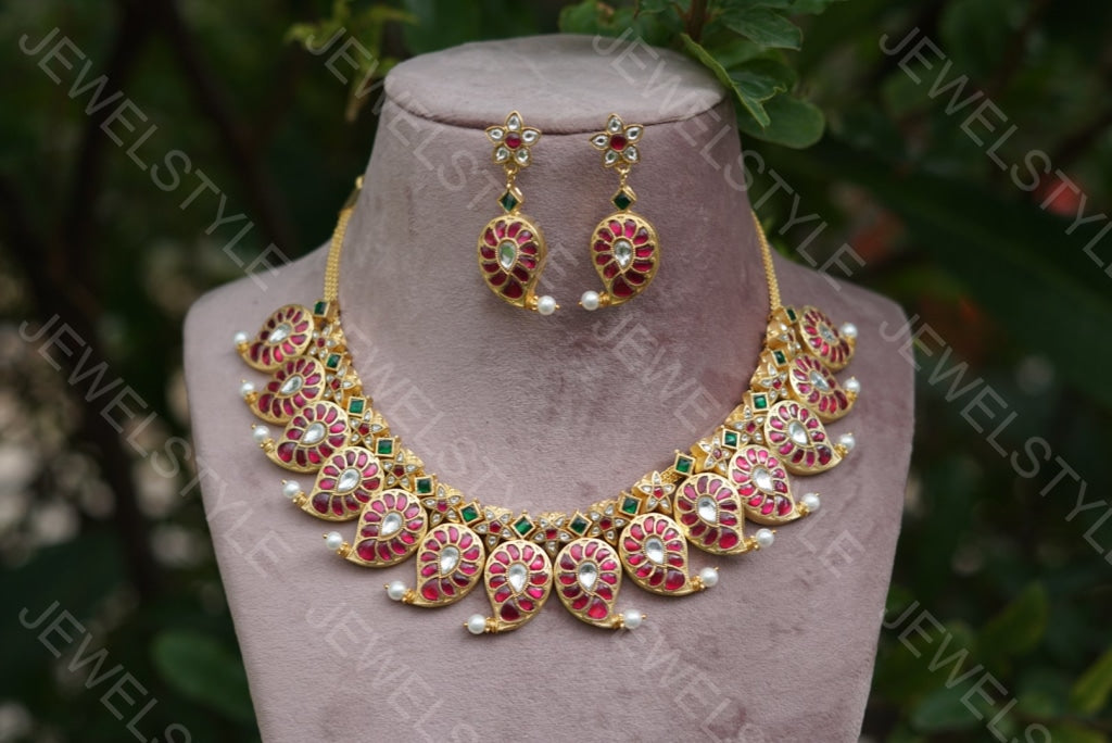 Mango Kundan Necklace set( Preorder) 4-1407 - JEWELSTYLE
