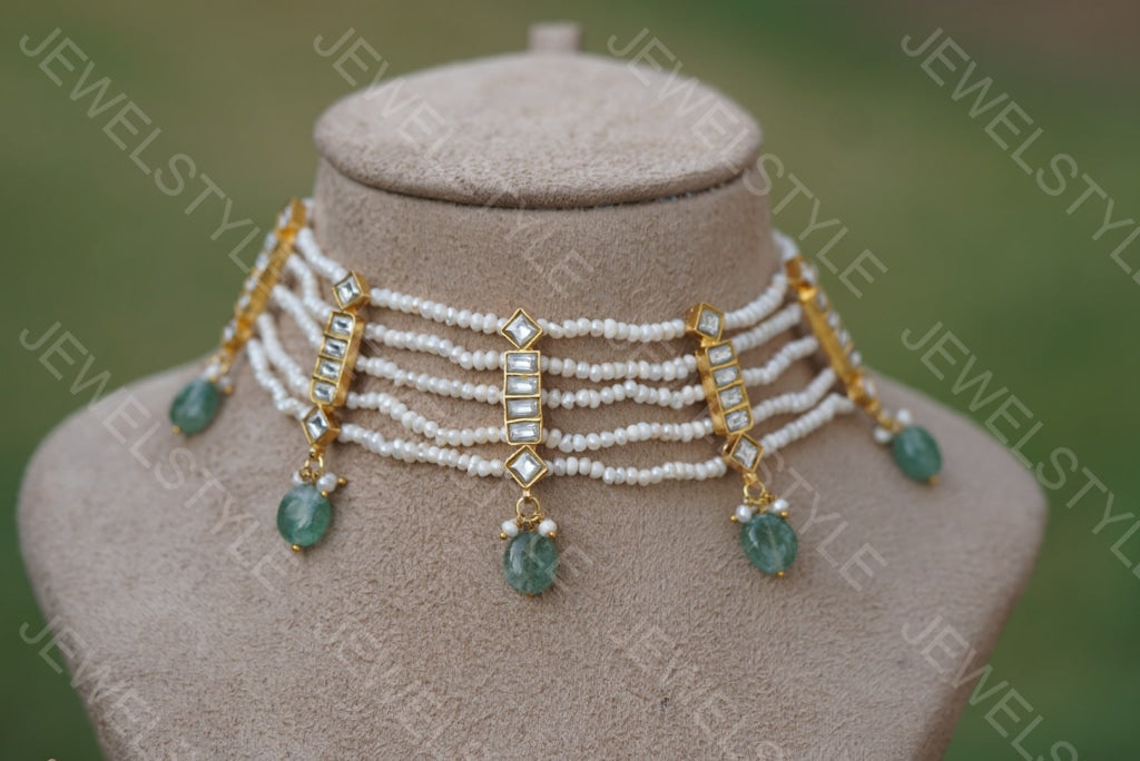 Kundan Choker Set (4-3925)(R) (PREORDER) - JEWELSTYLE