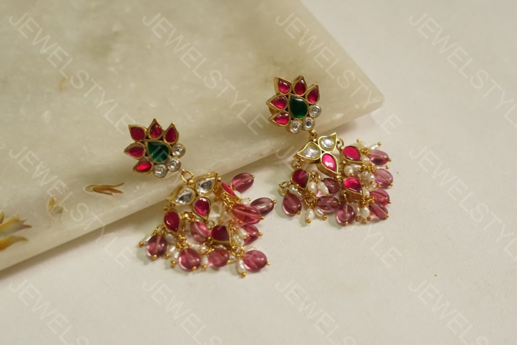 Kundan earrings(PREORDER) 1-1115 - JEWELSTYLE