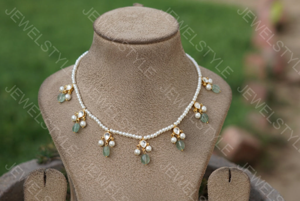 Pearl line Kundan necklace (4-3911)(N)(offer price) - JEWELSTYLE
