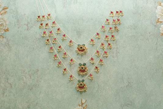 3 line Kundan Ranihaar necklace (4-5265)(R)(PREORDER) - JEWELSTYLE