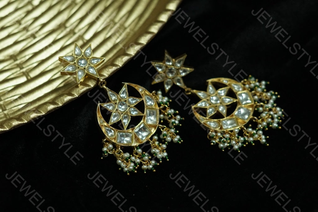 Kundan Polki chandbali (1-1156)(PREORDER) - JEWELSTYLE