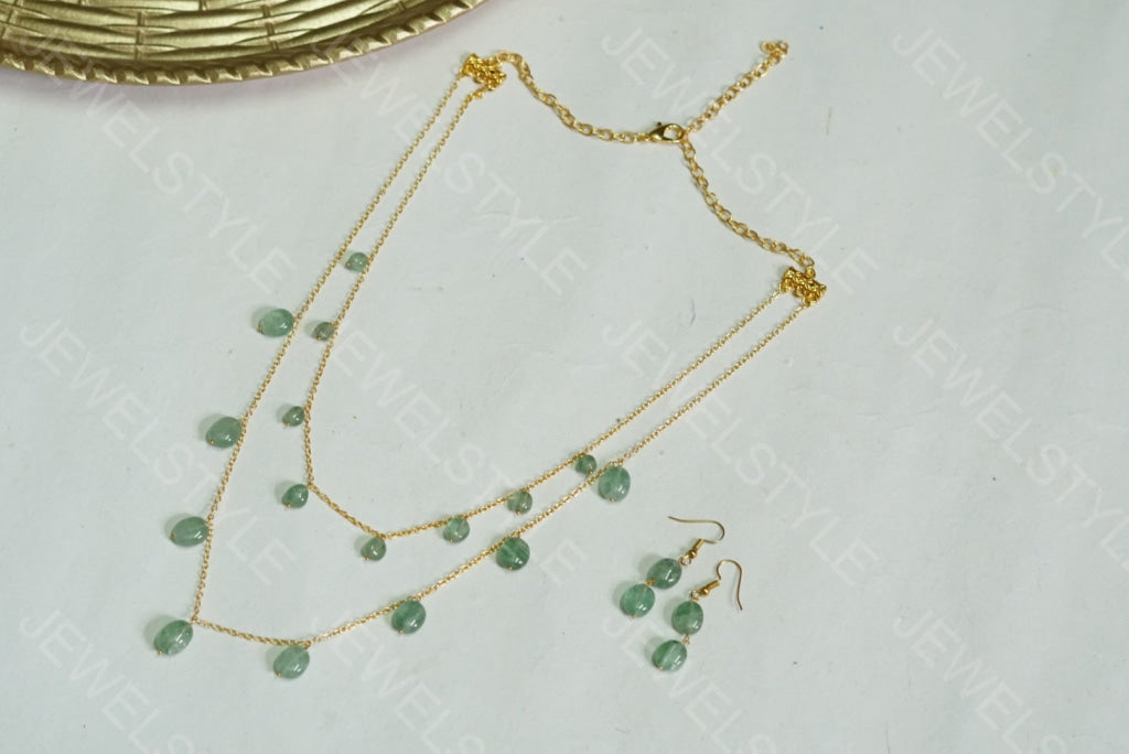 Light green Necklace set  (4-3364) - JEWELSTYLE