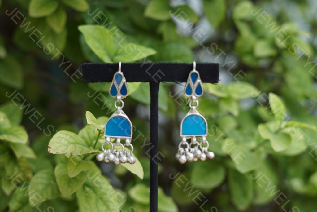 Mirror oxidised earrings  (1-1312)(ON SALE) - JEWELSTYLE
