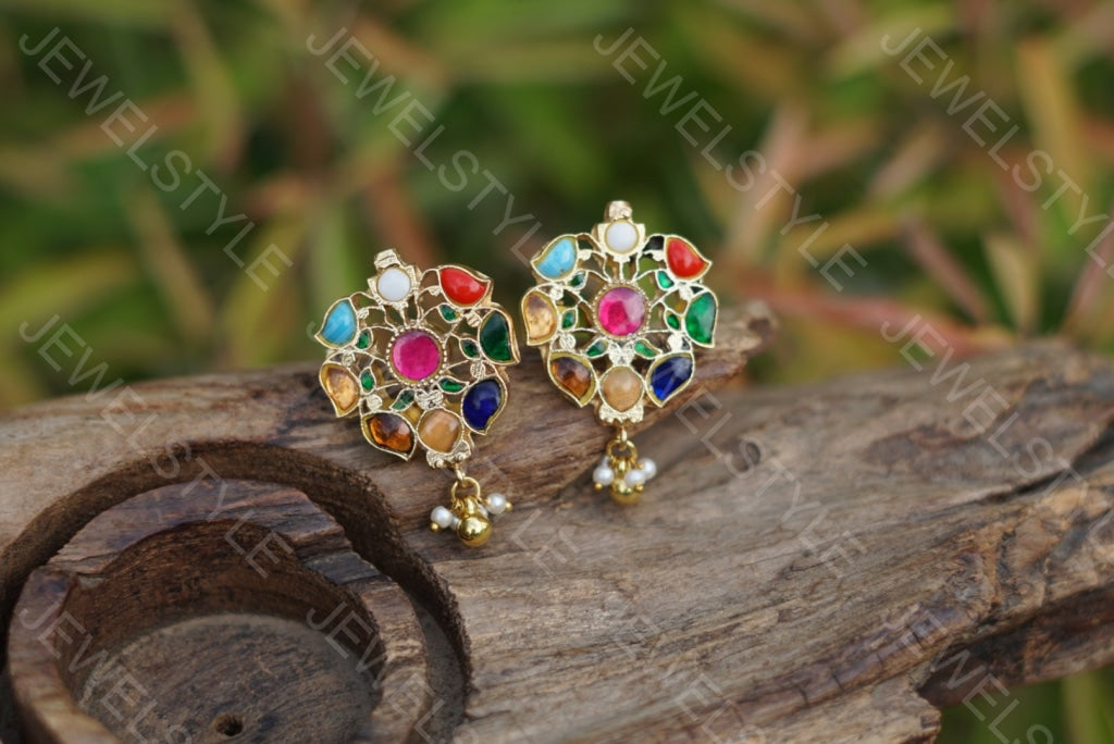 Navratan Kundan Studs (1-1200-1)(PREORDER)