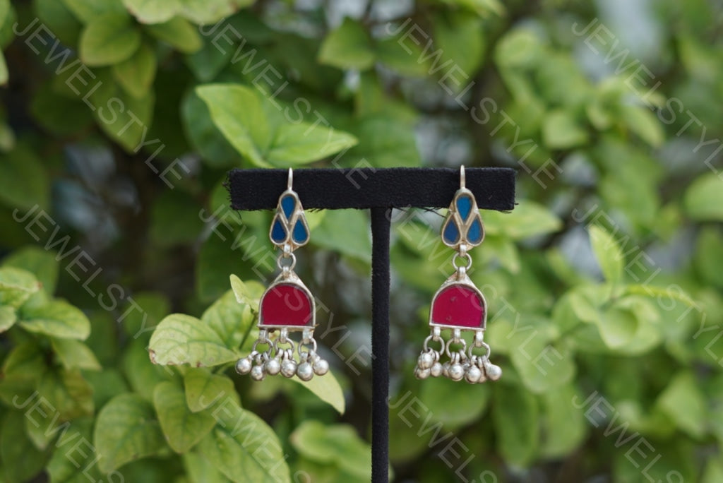 Mirror oxidised earrings  (1-1311)(ON SALE) - JEWELSTYLE