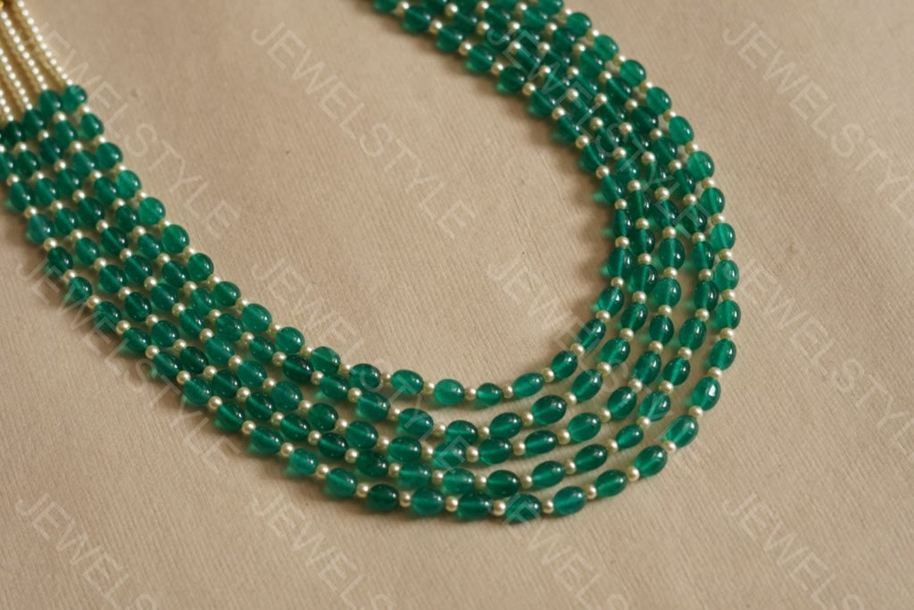 Green beads necklace 4-1299 (N) - JEWELSTYLE