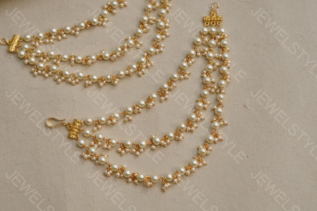 3 line Pearl EarChain (9-60) - JEWELSTYLE
