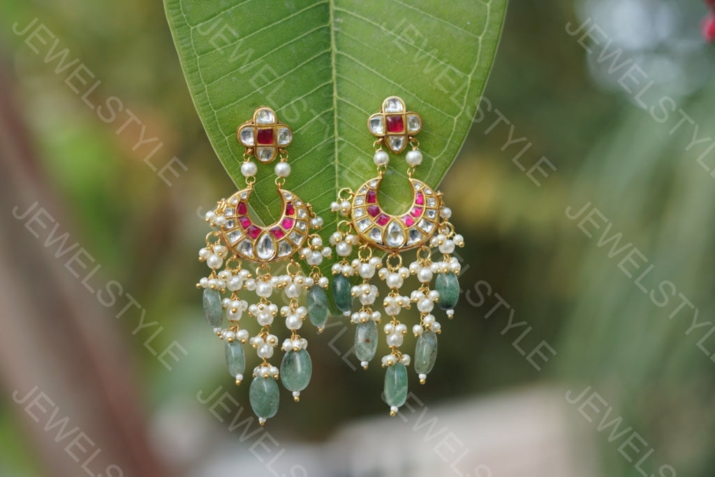 Kundan Earrings  (1-1508)(PREORDER) - JEWELSTYLE