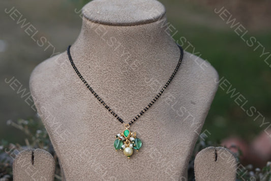 Kundan Black beads mangalsutra chain (4-3064) - JEWELSTYLE