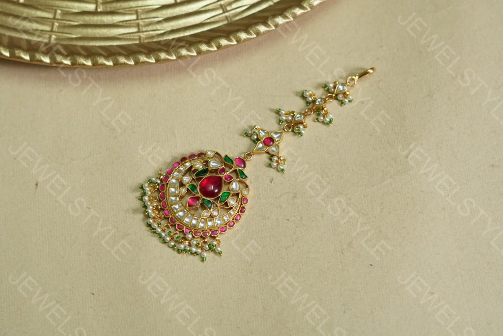Big Kundan Maangtika (5-700)(PREORDER) - JEWELSTYLE