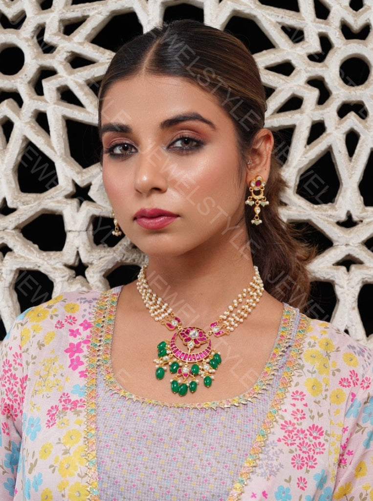 Kundan necklace (4-4435)(R)(PREORDER) - JEWELSTYLE