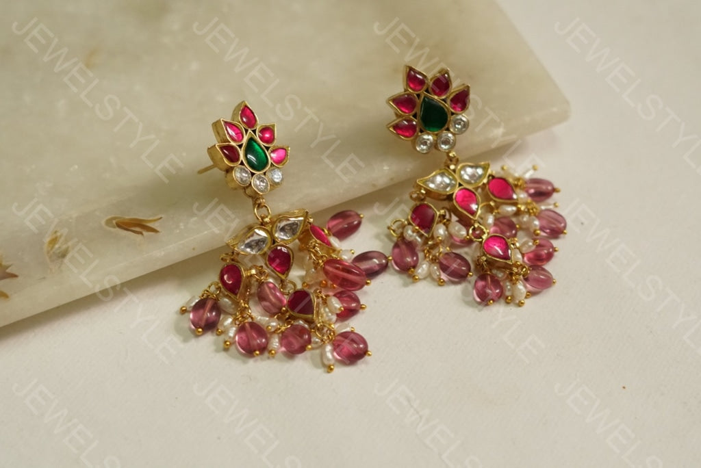 Kundan earrings(PREORDER) 1-1115 - JEWELSTYLE