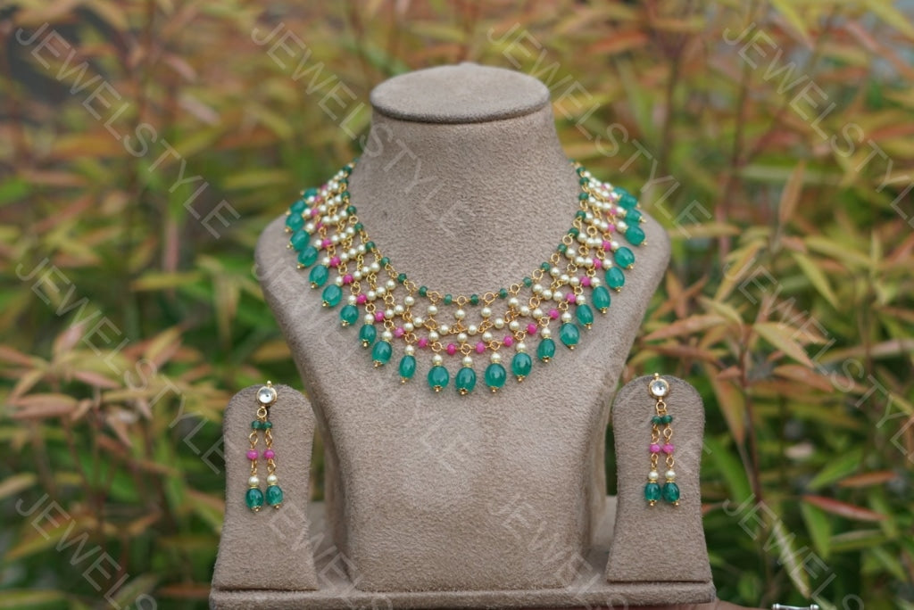 Kundan Necklace set (4-1428) - JEWELSTYLE