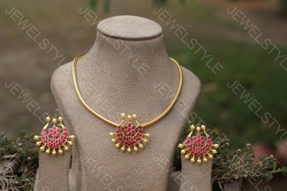 Pink Kundan Necklace set  (4-3021)(AK)(OFFER PIECE)
