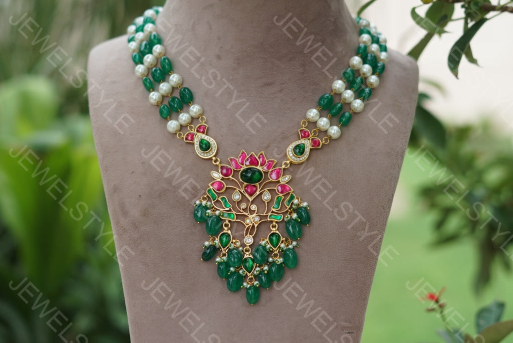 Kundan Pendant Necklace  (4-3993)(PREORDER) - JEWELSTYLE