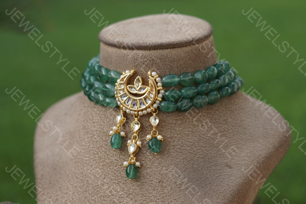 Green Chand choker  (4-3853)(N) - JEWELSTYLE