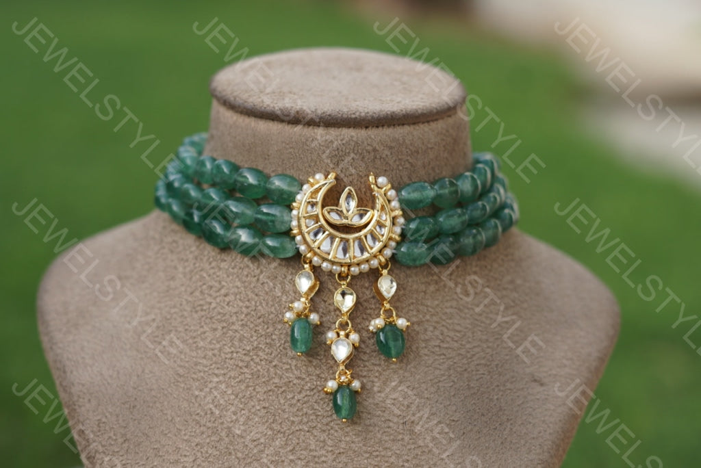 Green Chand choker  (4-3853)(N) - JEWELSTYLE