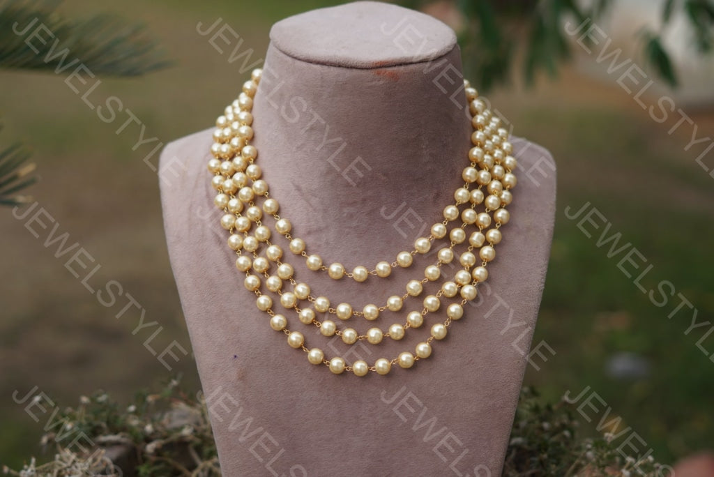 4 line pearl Necklace  (4-3054)(N) - JEWELSTYLE