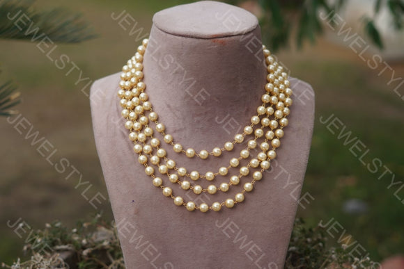 4 line pearl Necklace  (4-3054)(N)