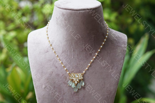 Lotus Kundan Pendant chain (4-1444)(PREORDER) - JEWELSTYLE