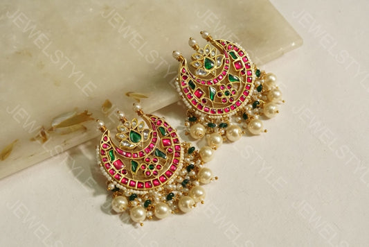 Kundan earrings(PREORDER)(1-1) - JEWELSTYLE