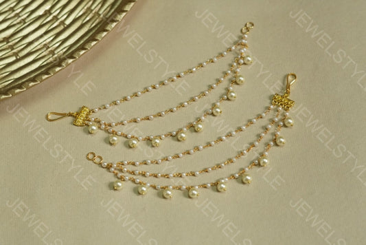 3 line Pearl EarChain (9-23)(N)