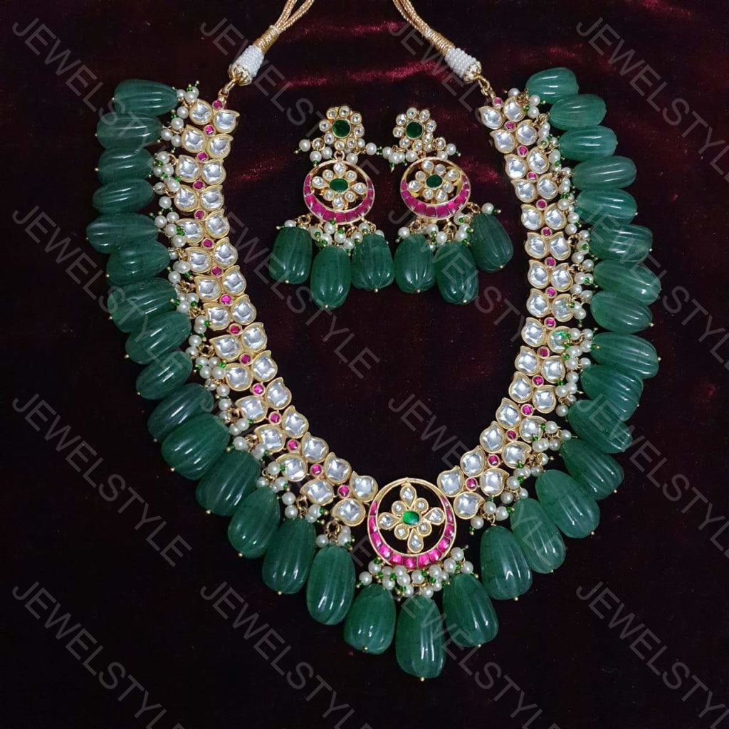Kundan necklace set (Preorder) 4-919(R) - JEWELSTYLE