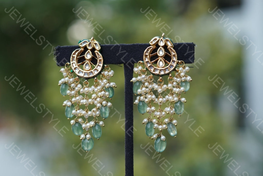 Kundan Earrings (1-1557)(N) - JEWELSTYLE