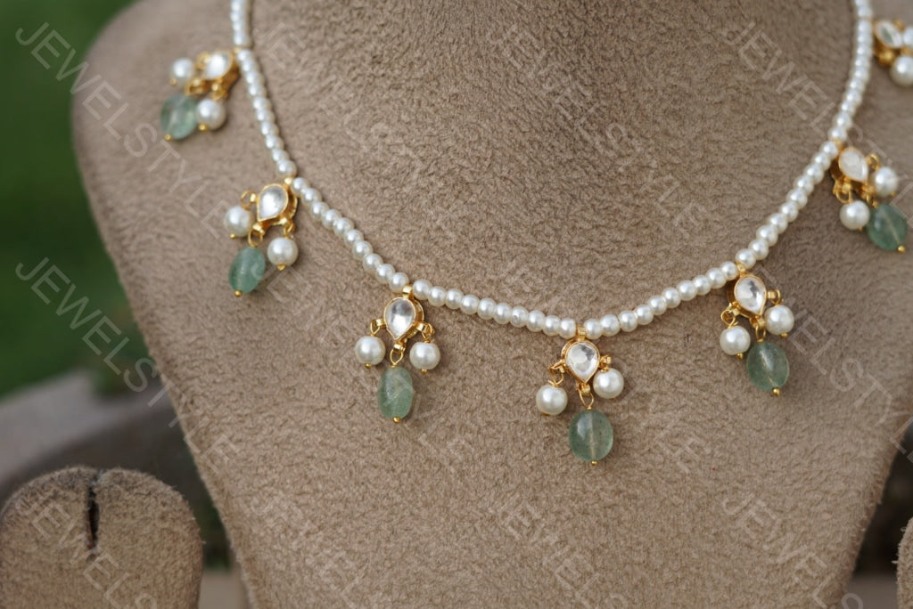 Pearl line Kundan necklace (4-3911)(N)(offer price) - JEWELSTYLE