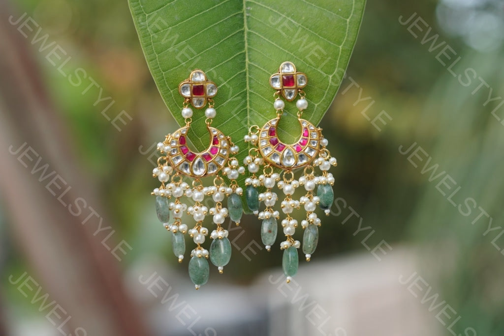 Kundan Earrings  (1-1508)(PREORDER) - JEWELSTYLE